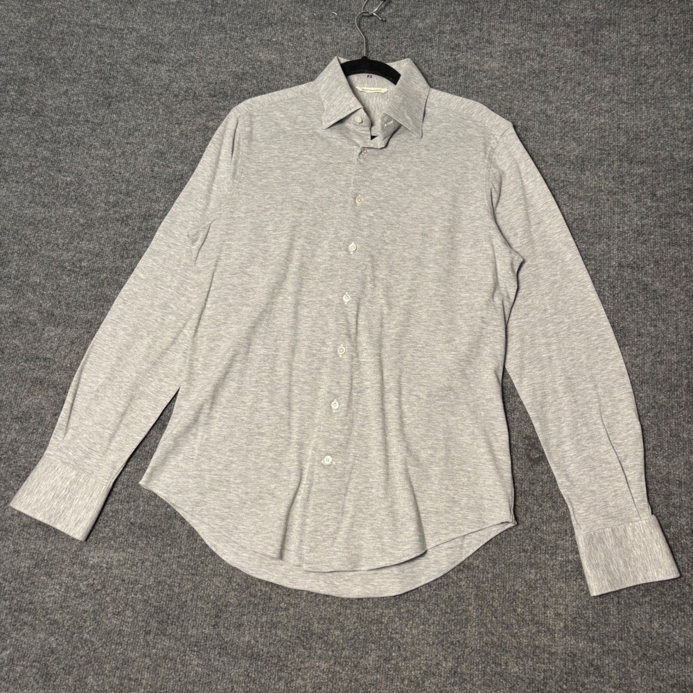 Suitsupply Button-Up Jersey Shirt Mens L Gray Extra Slim Fit Cotton Smart Casual